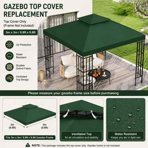 3x3m gazebo replacement - gazebo, roof