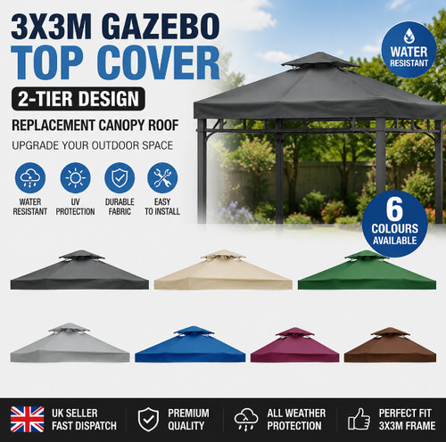 3x3m tier waterproof gazebo - 3x3m,